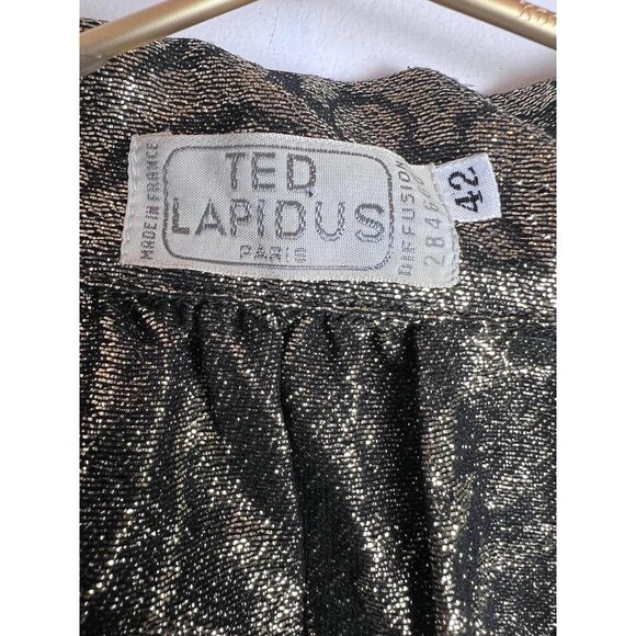 Ted Lapidus Paris Vintage Gold Ornate Blouse 42 - Picture 8 of 10